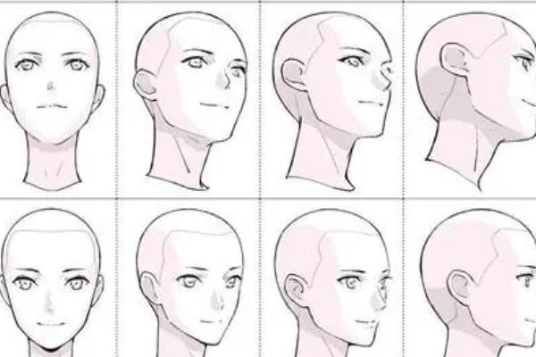 动漫人物不同角度脸型画法，仰望脸的画法难度在眼睛弯曲