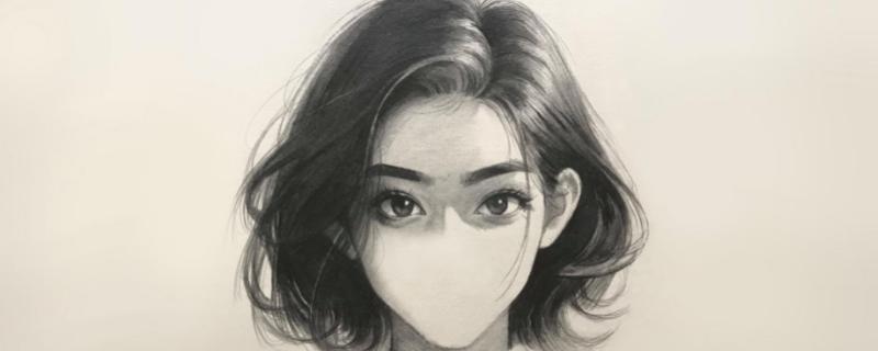 如何用素描画少女正面头像,先根据参照物画准确得画出线稿