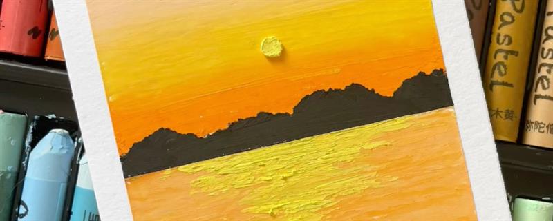 怎么用油画棒画风景，需借助工具来铺底色