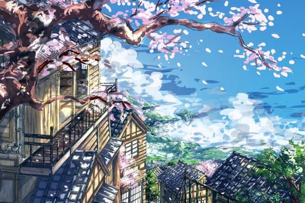 场景插画的常用构图，常见的有引导型构图、螺旋型构图等