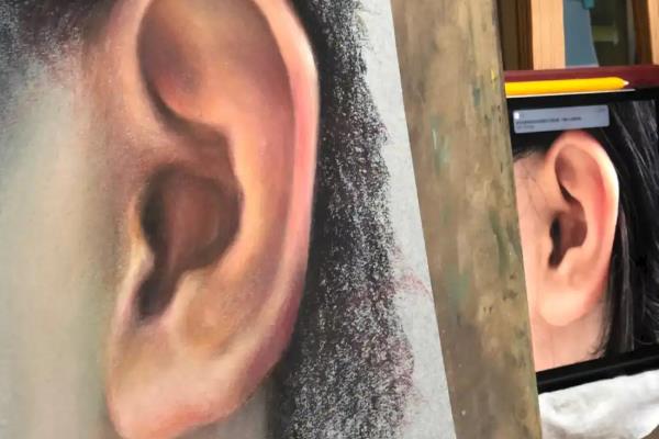 确定人物耳朵位置的方法，画正脸则位于左右两侧