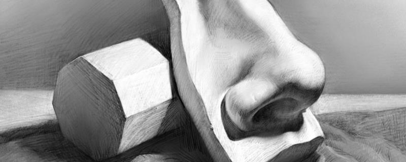 怎么画素描石膏静物组合，先确定构图，再使用长直线绘制石膏结构