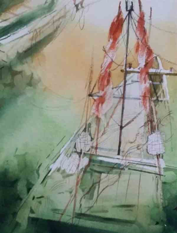 杨觉昇船只风景水彩画作品欣赏