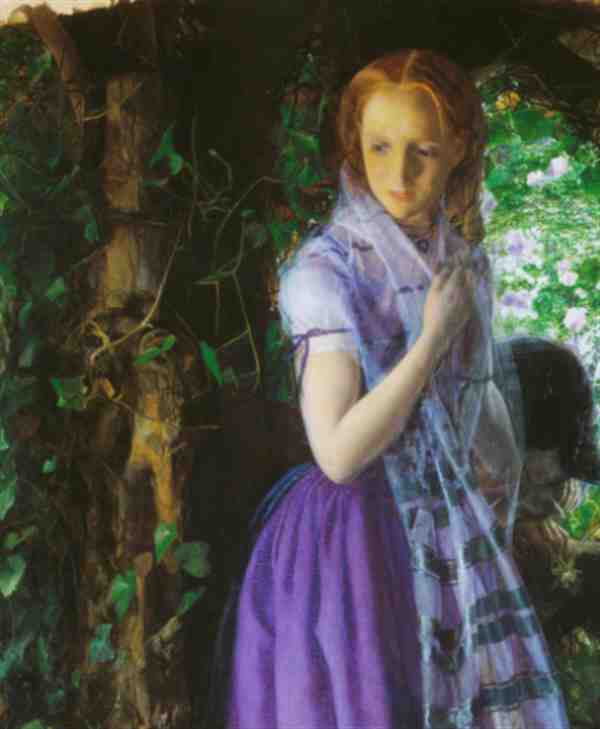 阿瑟·休斯(Arthur Hughes)油画作品四月的爱April Love欣赏