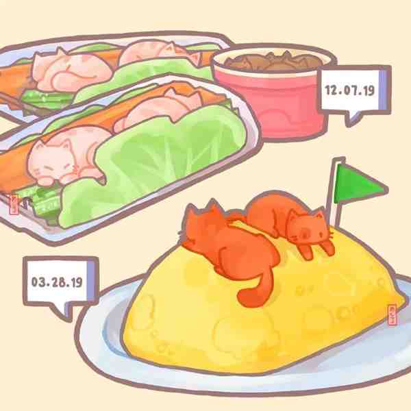 ins画师_ashiro治愈插画作品猫咪的可爱日常图片