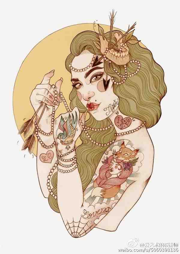 手绘超漂亮的美女水彩画图片赏析