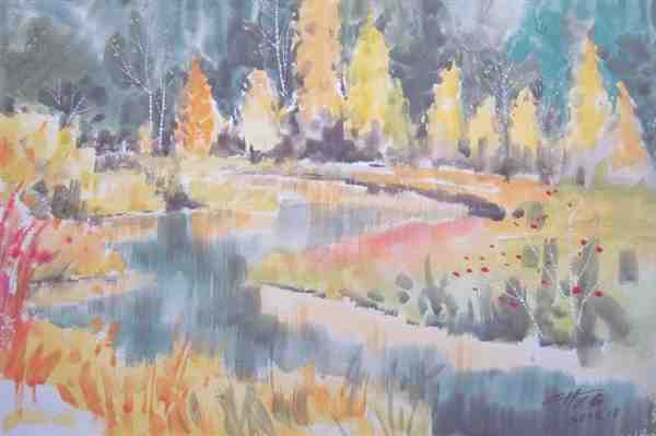 手绘富有诗情画意的水彩画图片