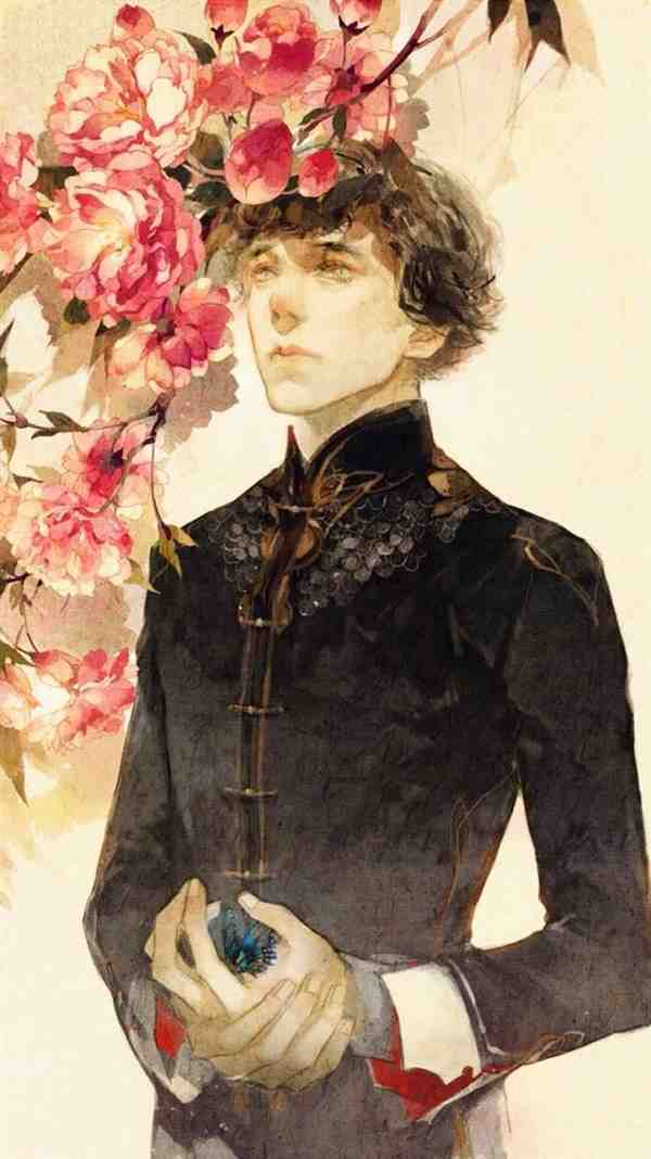 手绘炫彩人物个性水墨画插画图片