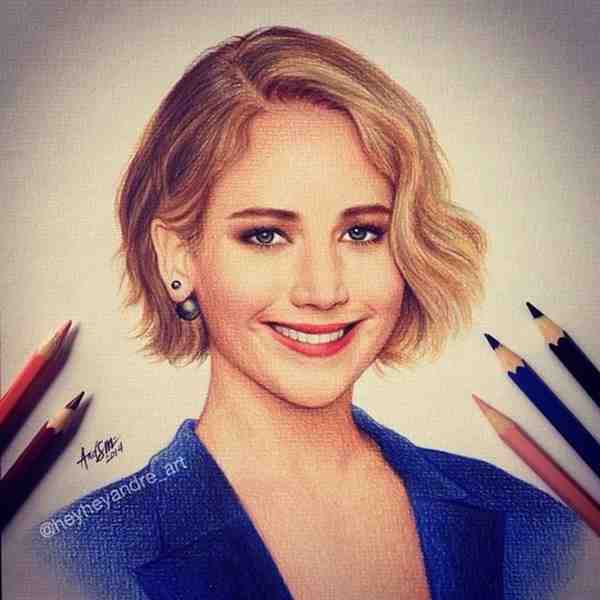 彩色铅笔手绘时尚靓丽的明星插画