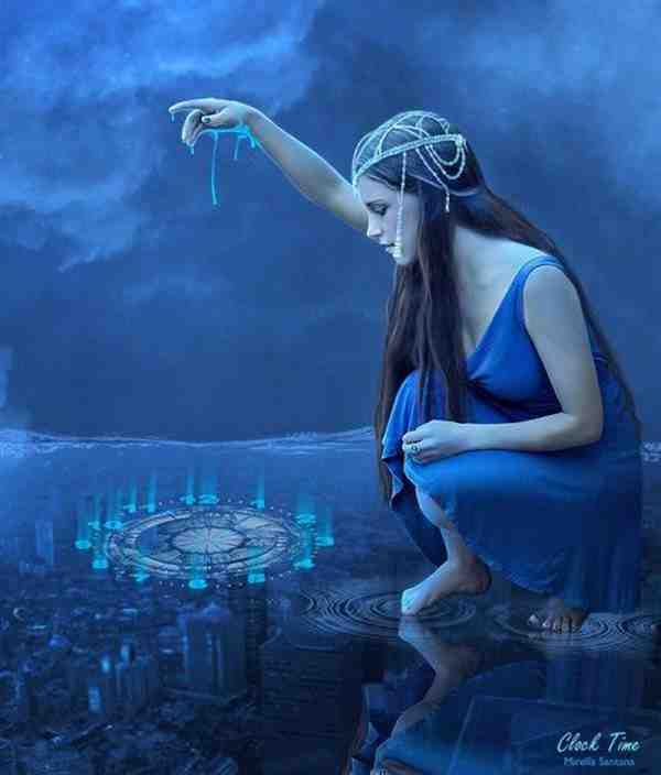 蓝色美少女肖像插画高清精美图片