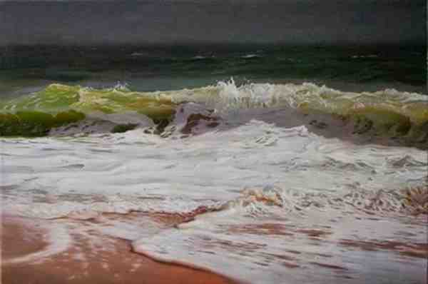 艺术家手绘波涛汹涌的海水图片