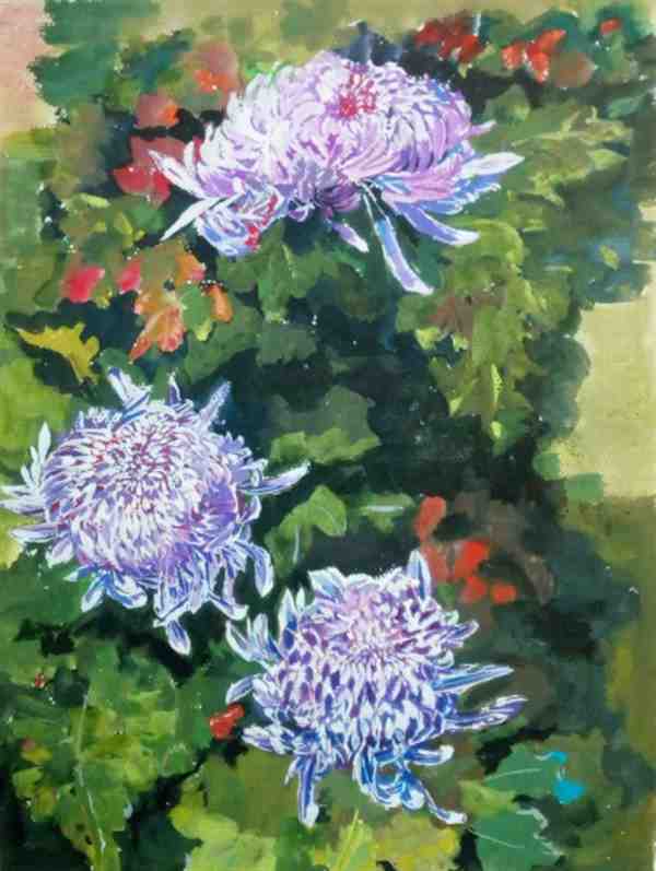 以秋天为主题的水粉画作品欣赏