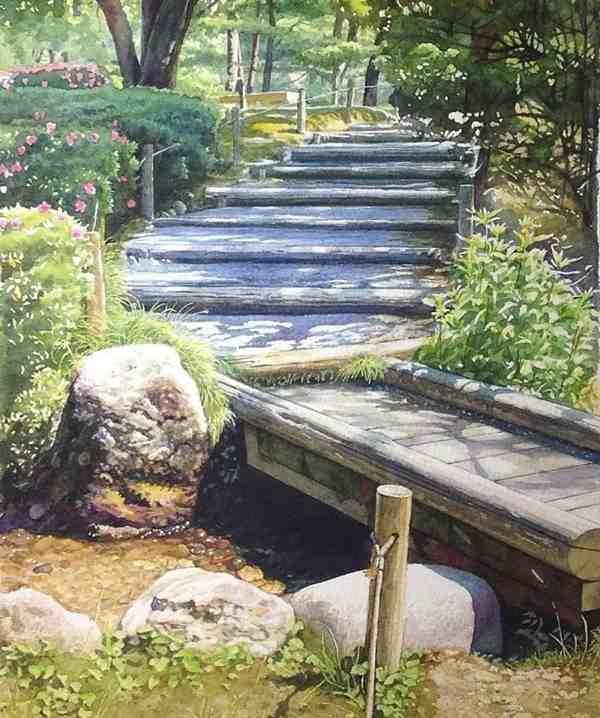 日本画家takumi_yokooka清新治愈的静谧水彩风景画作品