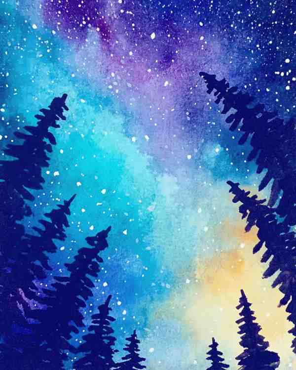 水彩画家Kristin Mckeever手绘星空水彩画作品