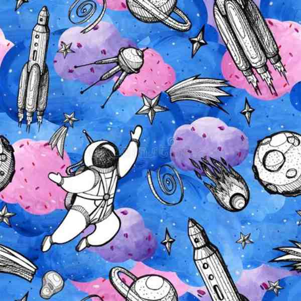 男孩子心中的宇宙水彩画图片