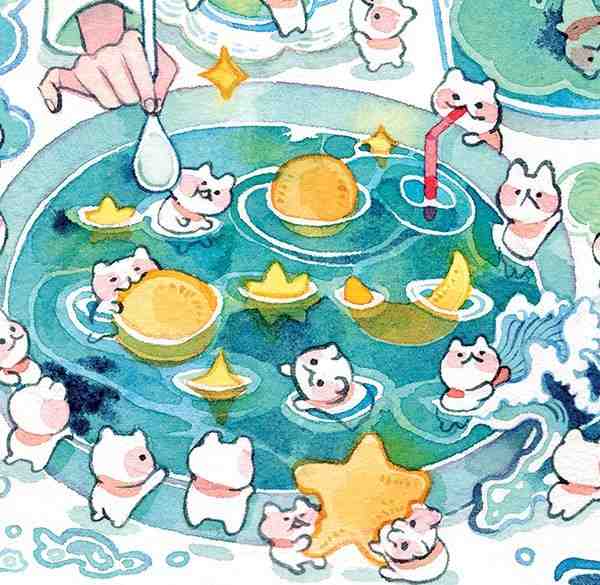 插画师maruti_bitamin创意治愈系水彩画作品