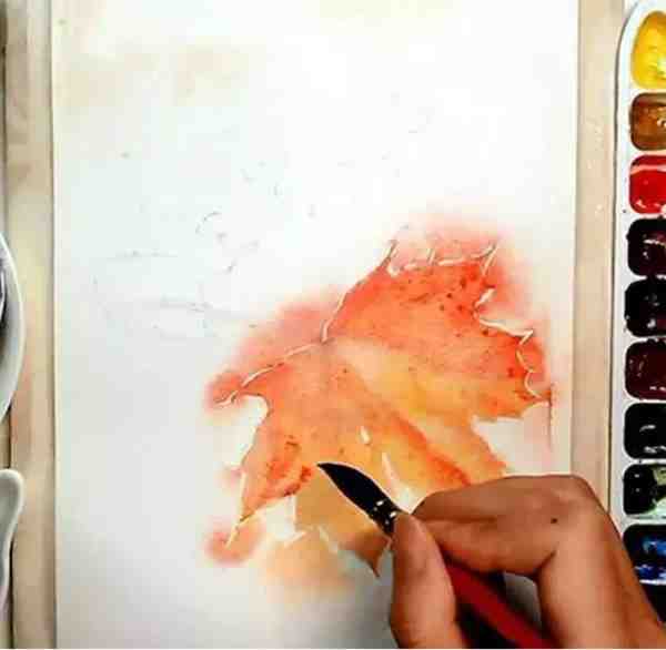 初学者零基础树叶水彩画教程步骤