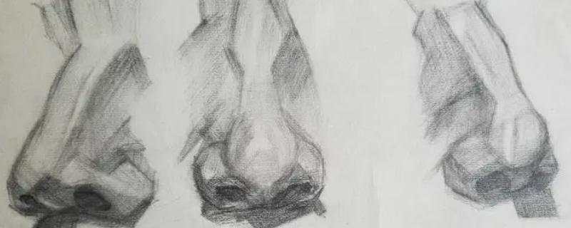 素描鼻子的画法，先用线条画出鼻子的外轮廓
