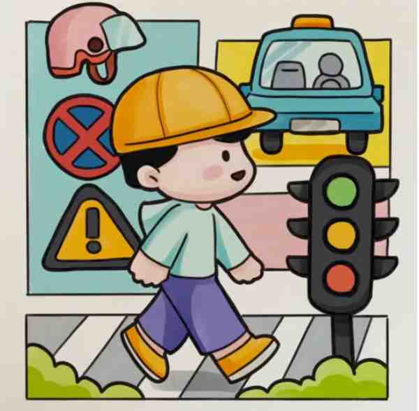 交通安全最简单的画图片怎么画
