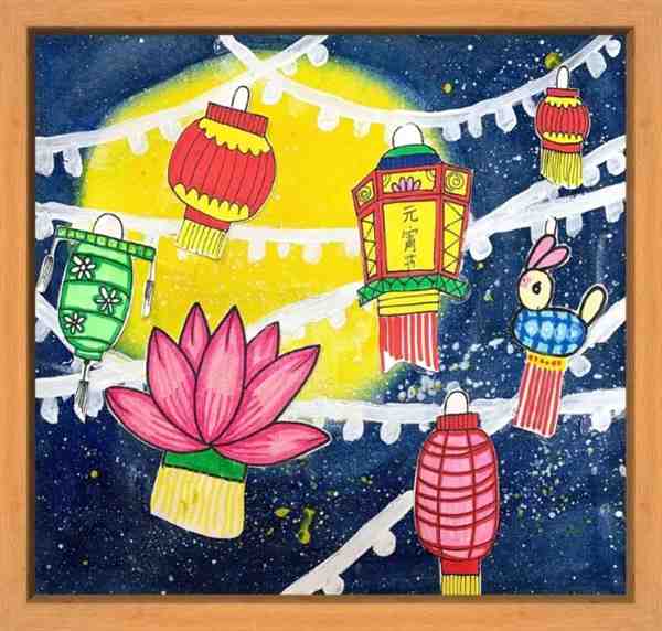 以元宵节为主题的绘画作品模板初中