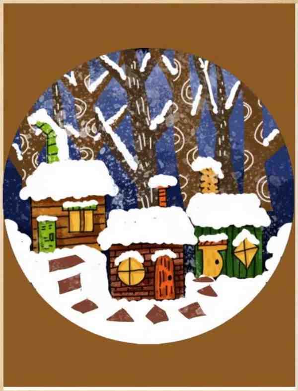 冬天下雪的图片儿童画 以冬天为主题画一幅画