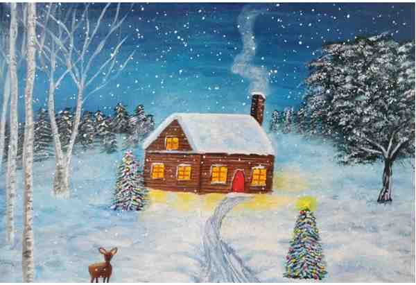 冬天的一幅画儿童画 以冬天为主题的儿童画作品