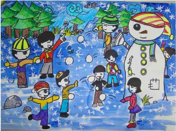 冬天的景色画一幅图画 以冬天为主题的水粉画作品