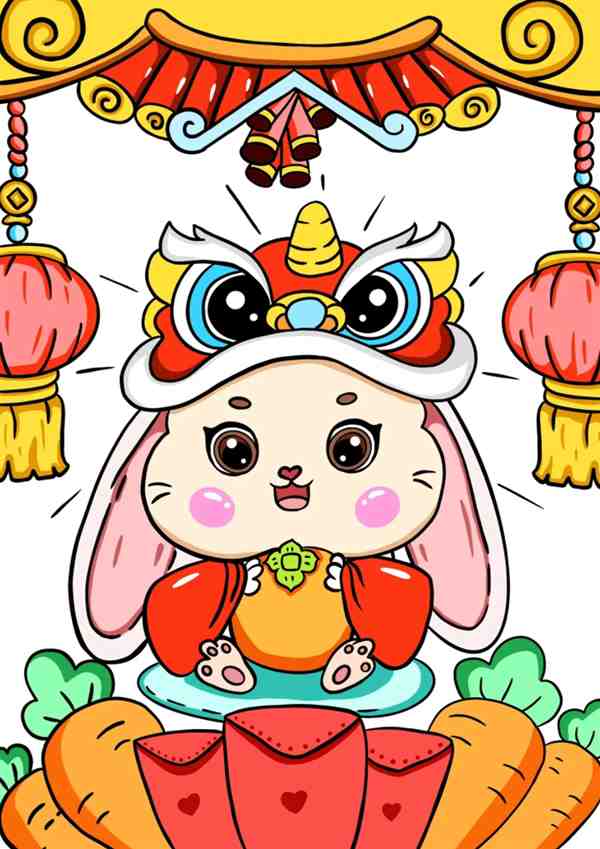 幼儿美术教案: 7一9岁儿童画小兔子绘画作品欣赏