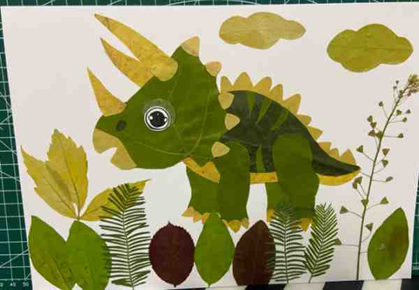 3~8岁小手工树叶贴画恐龙（详细图解）