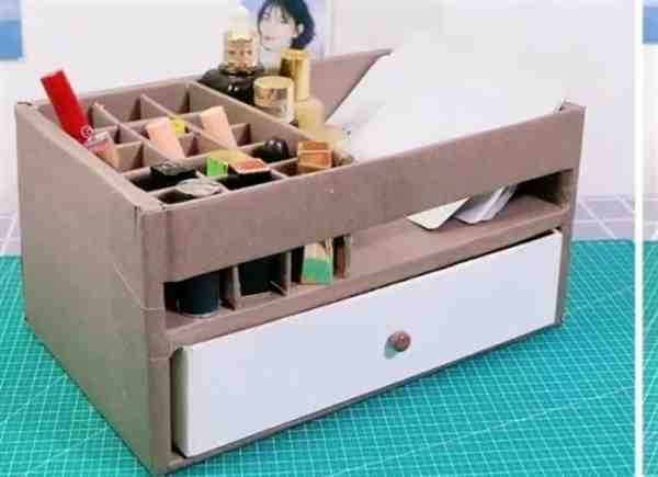 旧纸箱改造自制收纳盒抽拉式图片