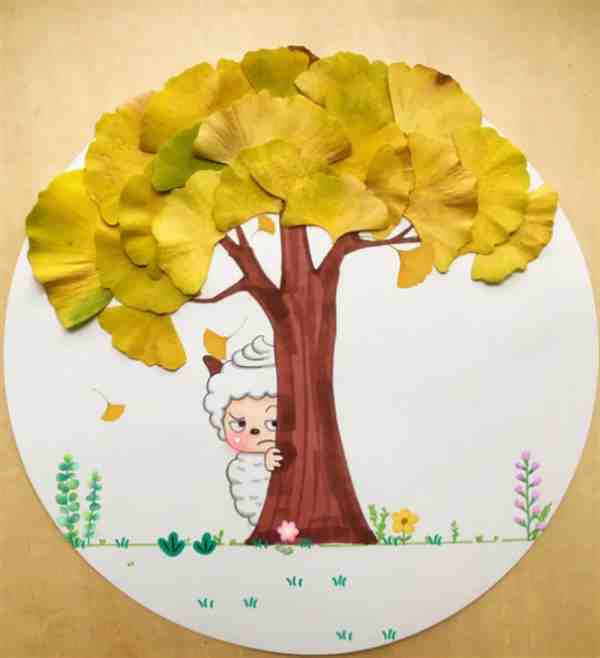 最新儿童树叶贴画图片大全简单又好看