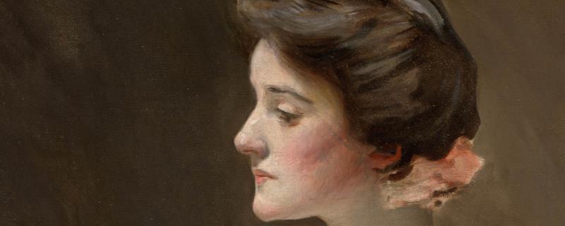 [5图]多萝西·昆西·罗斯福小姐（后来的兰登·吉尔夫人）Miss Dorothy Quincy Roosevelt (later Mrs. Langdon Geer) John White Alexander油画作品欣赏