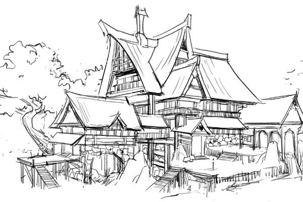 怎么画插画场景的草图，首先需要规划构图